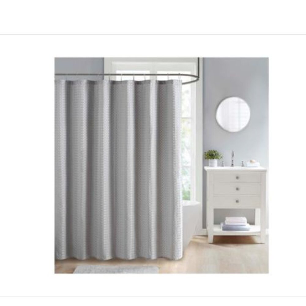 Decor Studio Elm Waffle 72" X 72" Shower Curtain - Grey